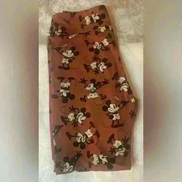 LuLaRoe Leggings OS Disney Mickey Mouse Burnt Orange Buttery Soft - Picture 4 of 4